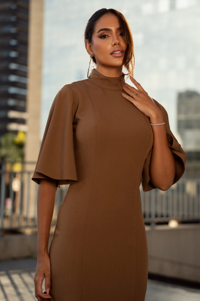 Vestido Longuete Manga Evasê Giulia