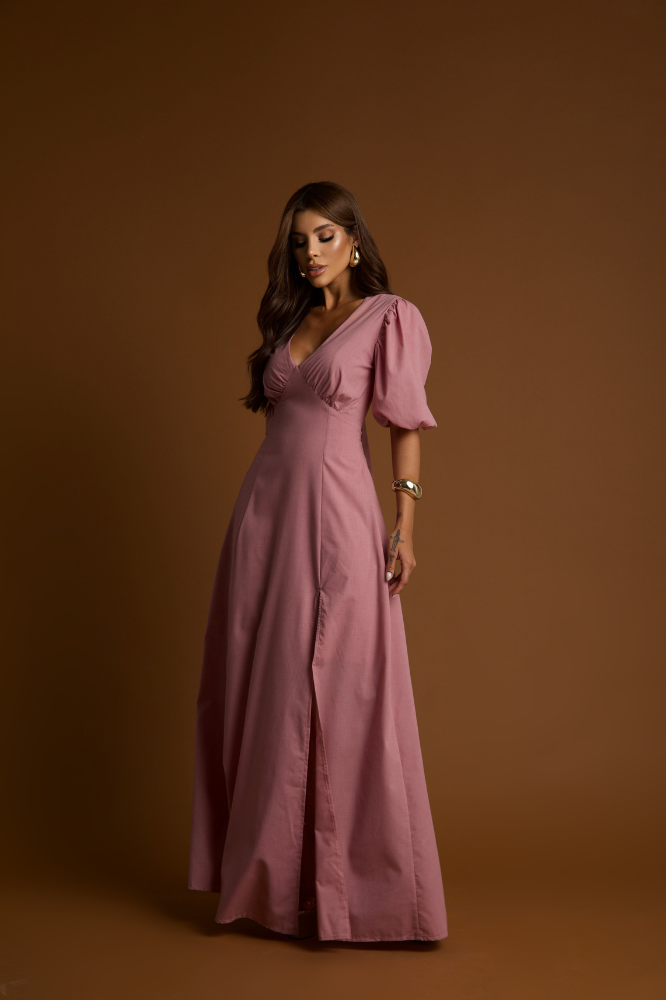Vestido Longo Camponesa Katy Algodão Doce